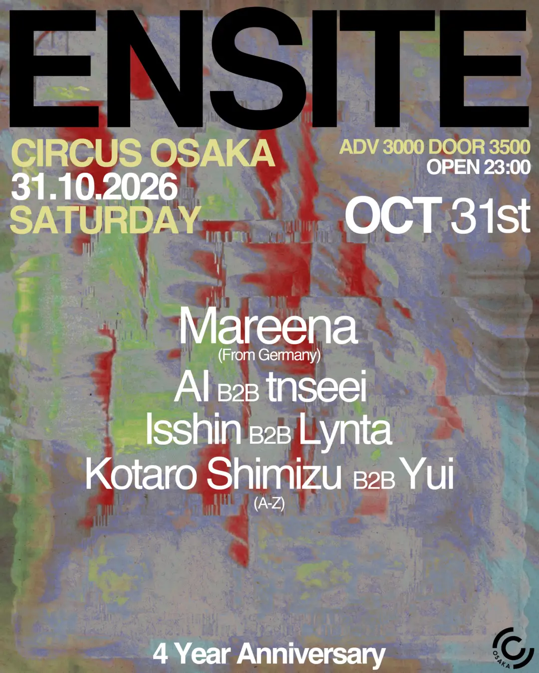 10/31(SAT) ENSITE 4 Year Anniversary